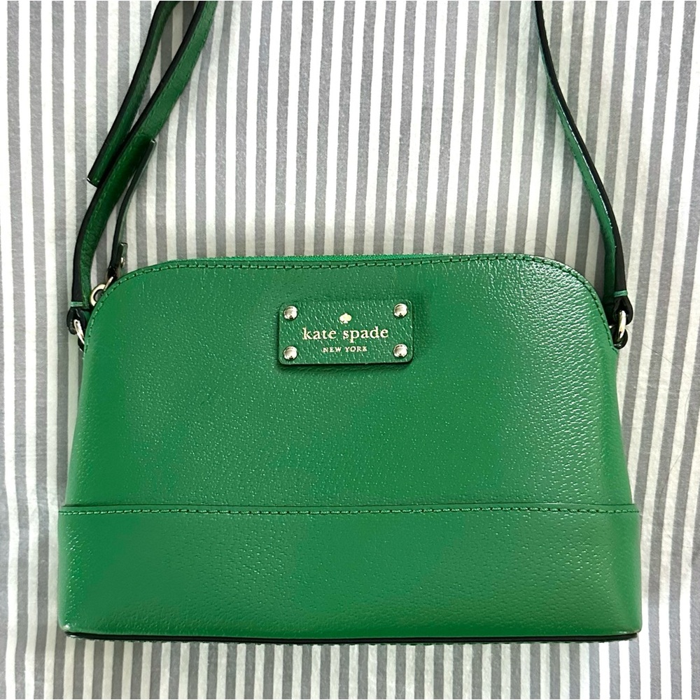 Kate Spade New York Small Dome Green Leather Crossbody Purse
